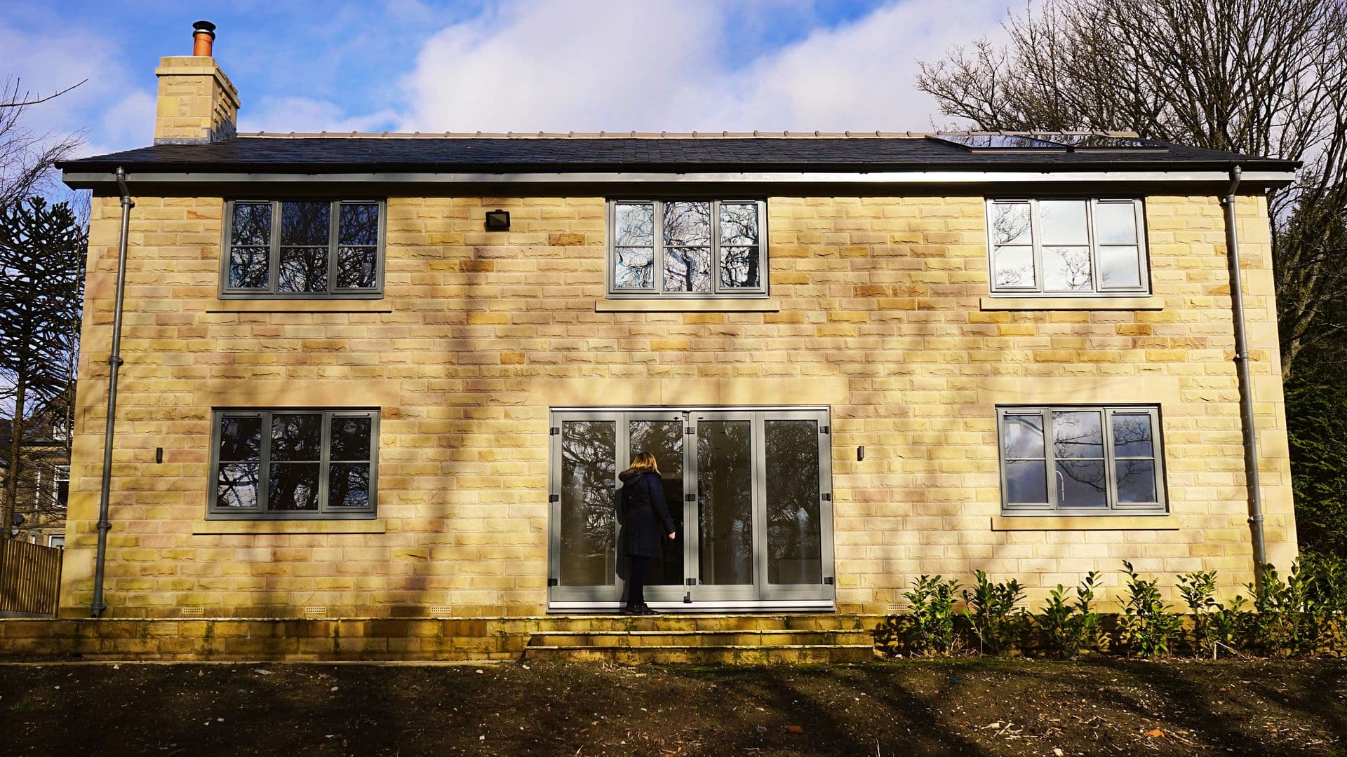 A Bath stone home with clean, streak-free windows after a visit from Albert's Window Cleaning